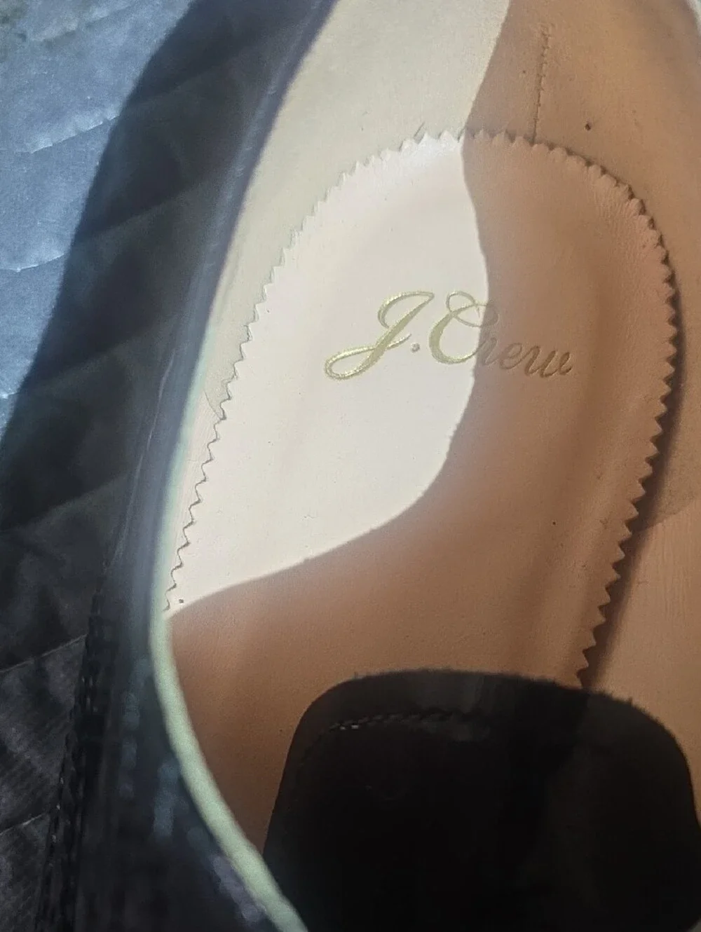 J. Crew Womans Black Patent Wingtip Oxfords